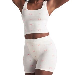 SKIMS 2 Piece Cotton Rib Tank & Boxer Set - New